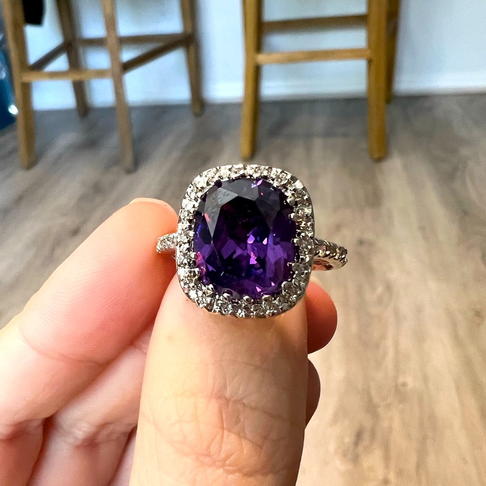 AMETHYST RING | PRINCESS DIANA INSPIRED | STERLING SILVER | OVAL CUT